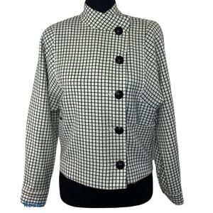 Cabi Asymmetrical Jacket Windowpane Black White‎ Career Business Workwear XS